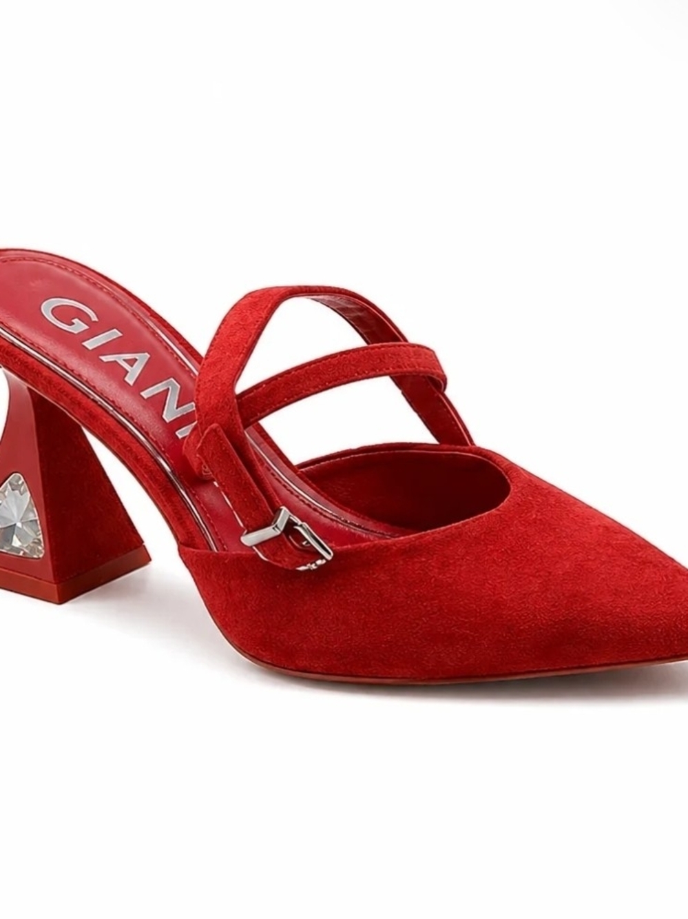 Gianni Bini Alaviah Red Suede Double-Strap Pointed Heel 5.5